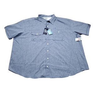 Izod Saltwater Sun Shield Performance Short Sleeve Shirt Blue Men's Size 3XB Big